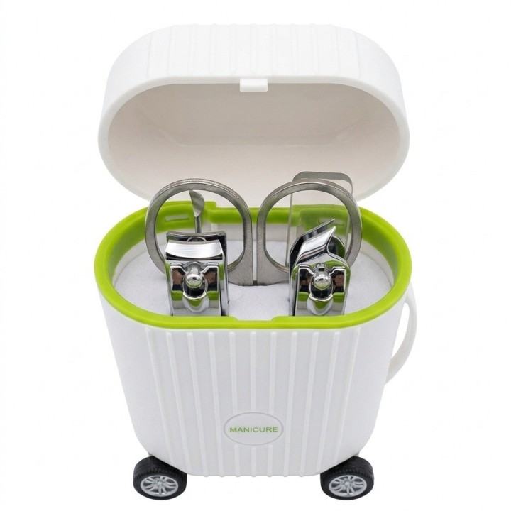 Set Manicure 5 Piezas Acero Inox Con Estuche Mini Maleta