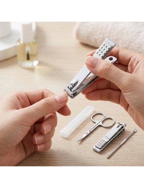 Set Manicure 5 Piezas Acero Inox Con Estuche Mini Maleta
