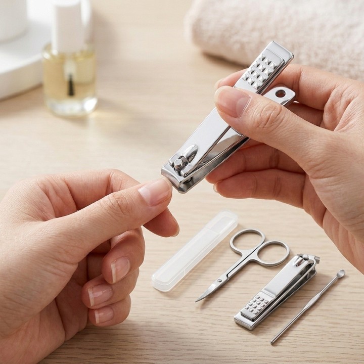 Set Manicure 5 Piezas Acero Inox Con Estuche Mini Maleta
