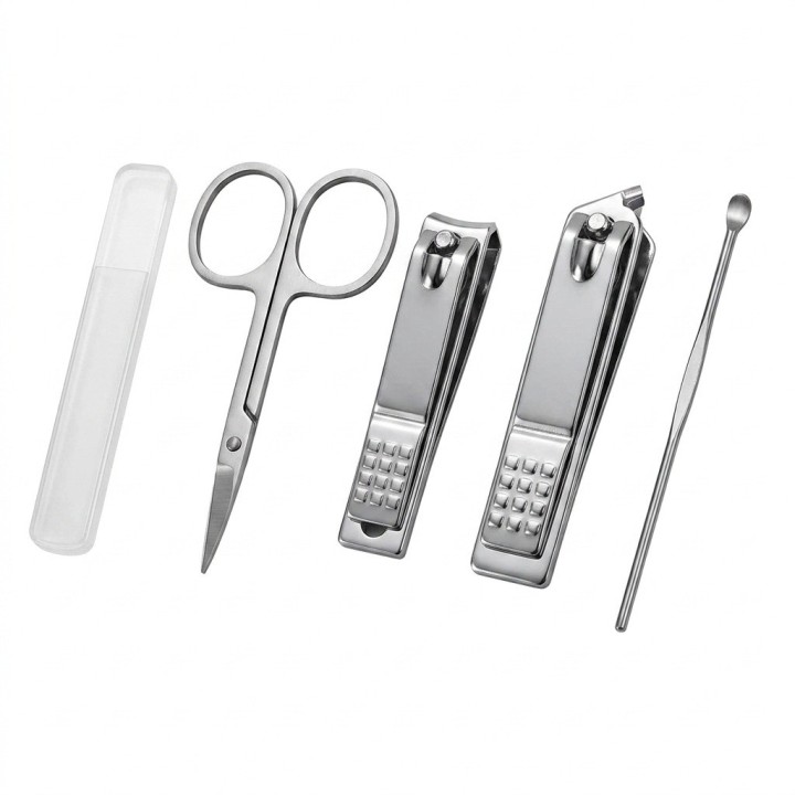 Set Manicure 5 Piezas Acero Inox Con Estuche Mini Maleta