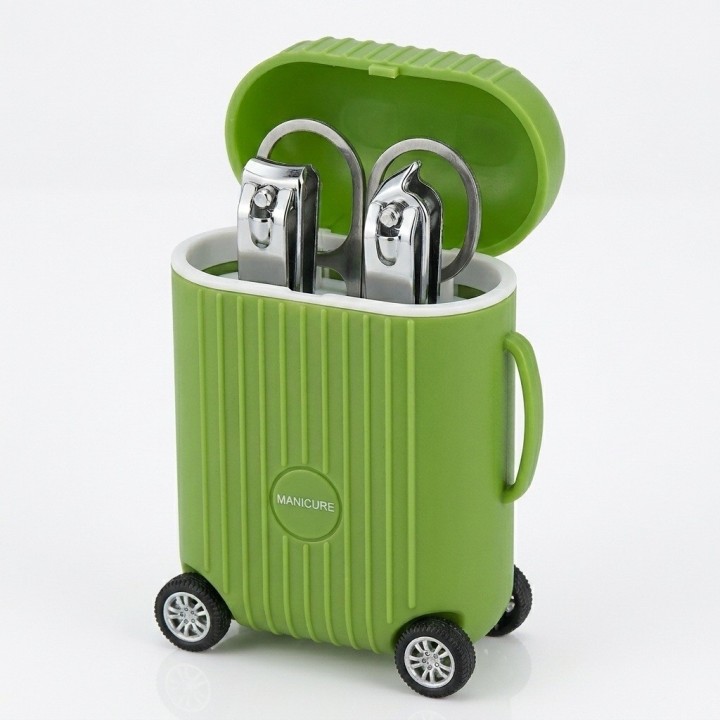 Set Manicure 5 Piezas Acero Inox Con Estuche Mini Maleta