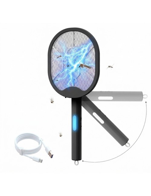 Raqueta Eléctrica Matamoscas Plegable Luz Uv 3000v