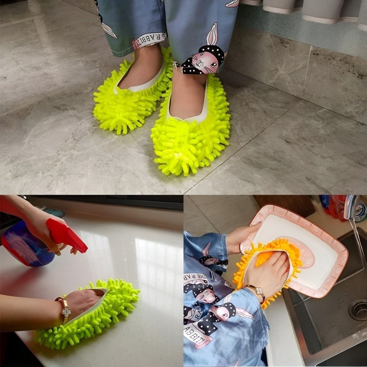 Par Zapatillas Mopa Microfibra Limpia Pisos