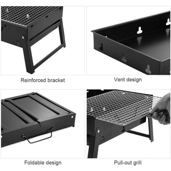 Asador Parrilla Portátil Plegable A Carbón Para Bbq Camping