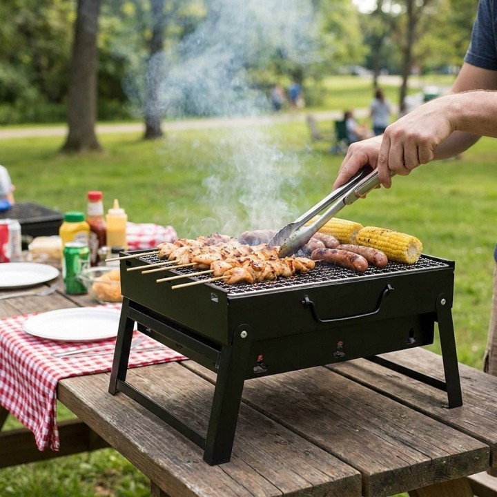 Asador Parrilla Portátil Plegable A Carbón Para Bbq Camping