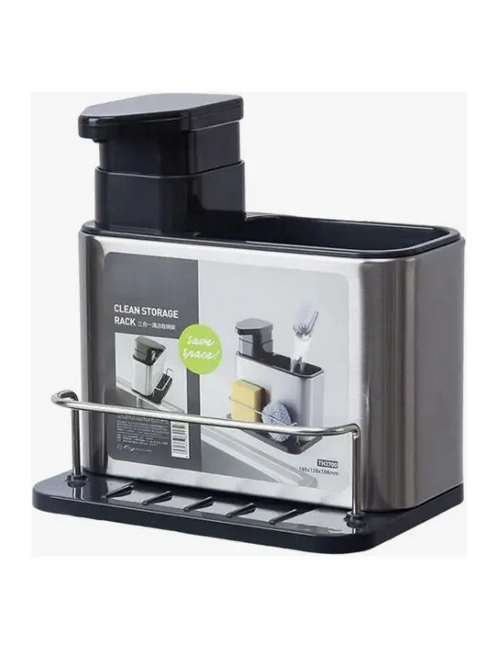 Dispensador Jabón Organizador Esponjas Fregadero Acero