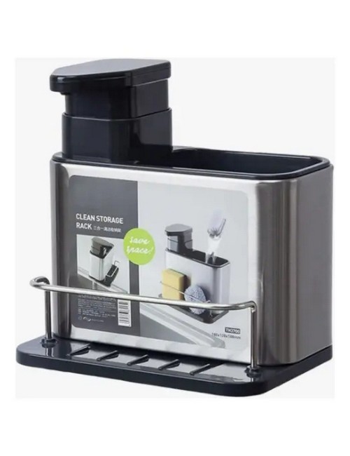 Dispensador Jabón Organizador Esponjas Fregadero Acero