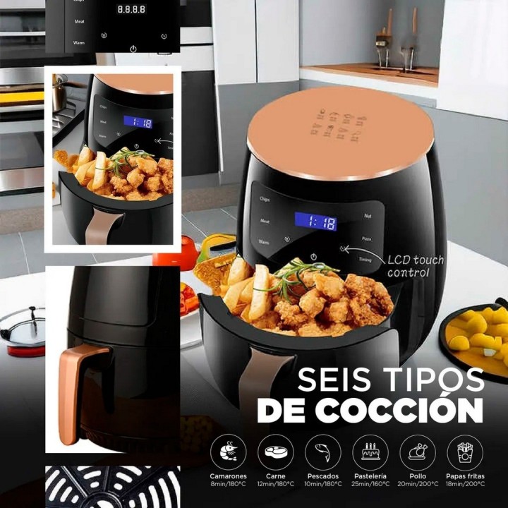 Freidora De Aire Digital 6 Litros 2400w Táctil Negro