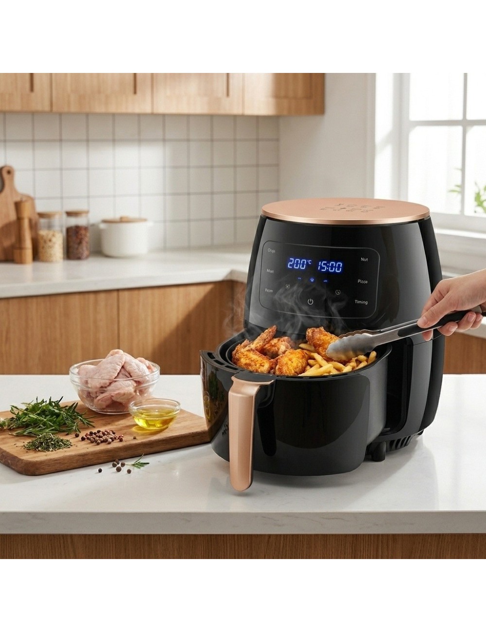 Freidora De Aire Digital 6 Litros 2400w Táctil Negro