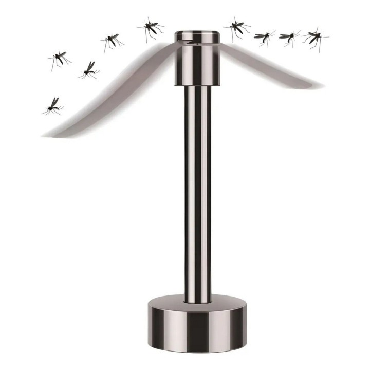 Ventilador Espantamoscas Repelente Mosquitos Plateado