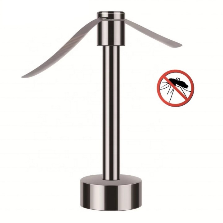 Ventilador Espantamoscas Repelente Mosquitos Plateado