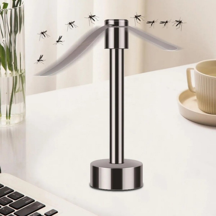 Ventilador Espantamoscas Repelente Mosquitos Plateado