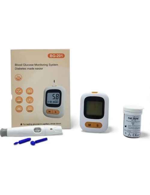 Kit Monitor De Glucosa En Sangre Bg-201 Portátil