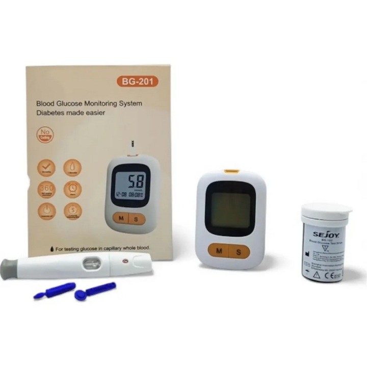 Kit Monitor De Glucosa En Sangre Bg-201 Portátil
