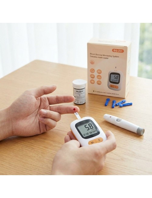 Kit Monitor De Glucosa En Sangre Bg-201 Portátil