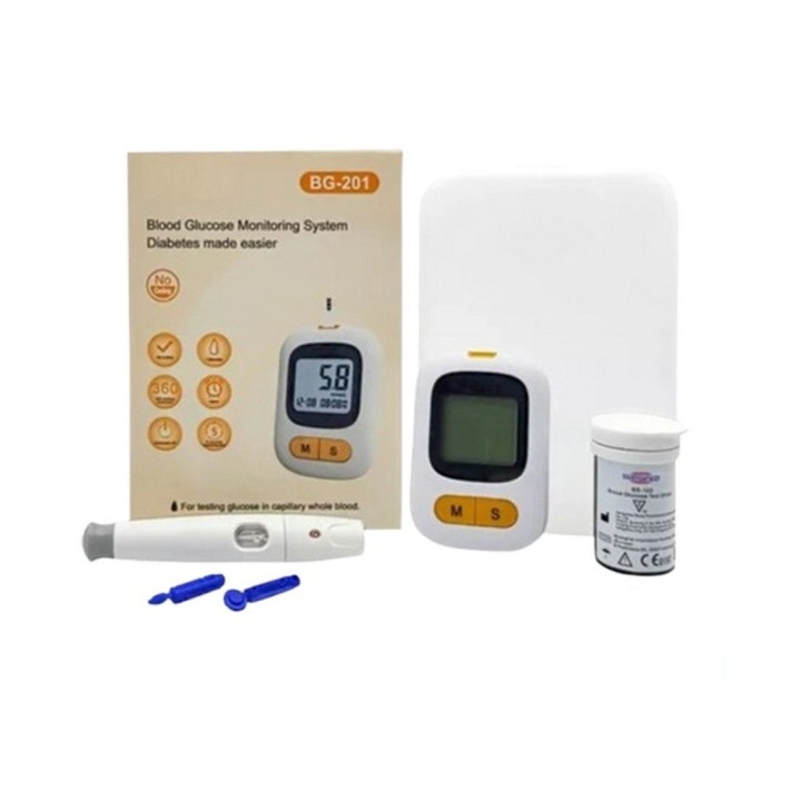 Kit Monitor De Glucosa En Sangre Bg-201 Portátil