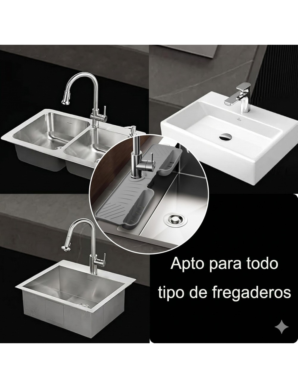 Organizador Lavaplatos Silicona Protector Salpicaduras Grifo