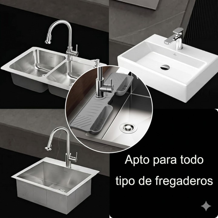 Organizador Lavaplatos Silicona Protector Salpicaduras Grifo