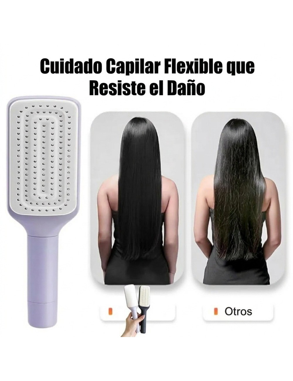 Cepillo De Cabello Autolimpiante Retractil Antiestatico