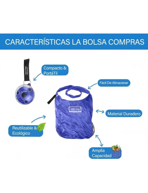 Bolsa De Compras Plegable Retractil Reutilizable Portatil