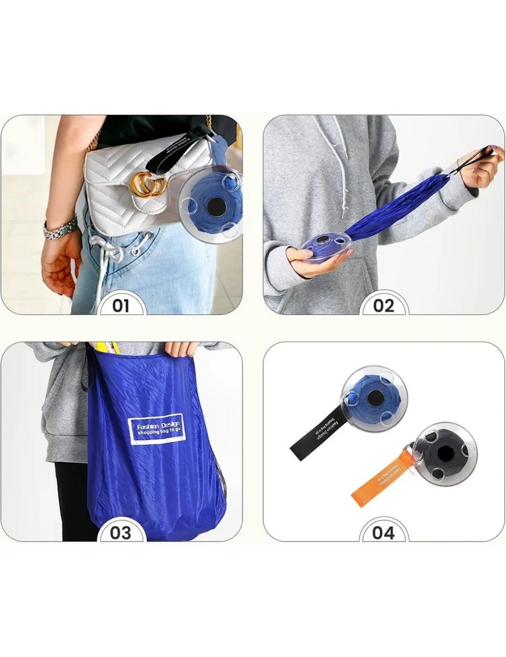 Bolsa De Compras Plegable Retractil Reutilizable Portatil