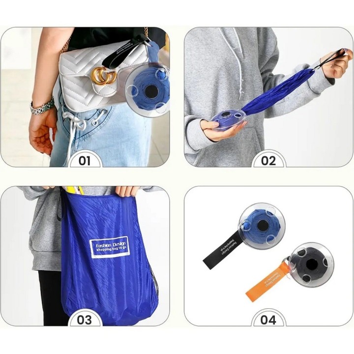 Bolsa De Compras Plegable Retractil Reutilizable Portatil
