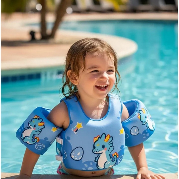 Chaleco Flotador Infantil Niños Piscina Con Braceras