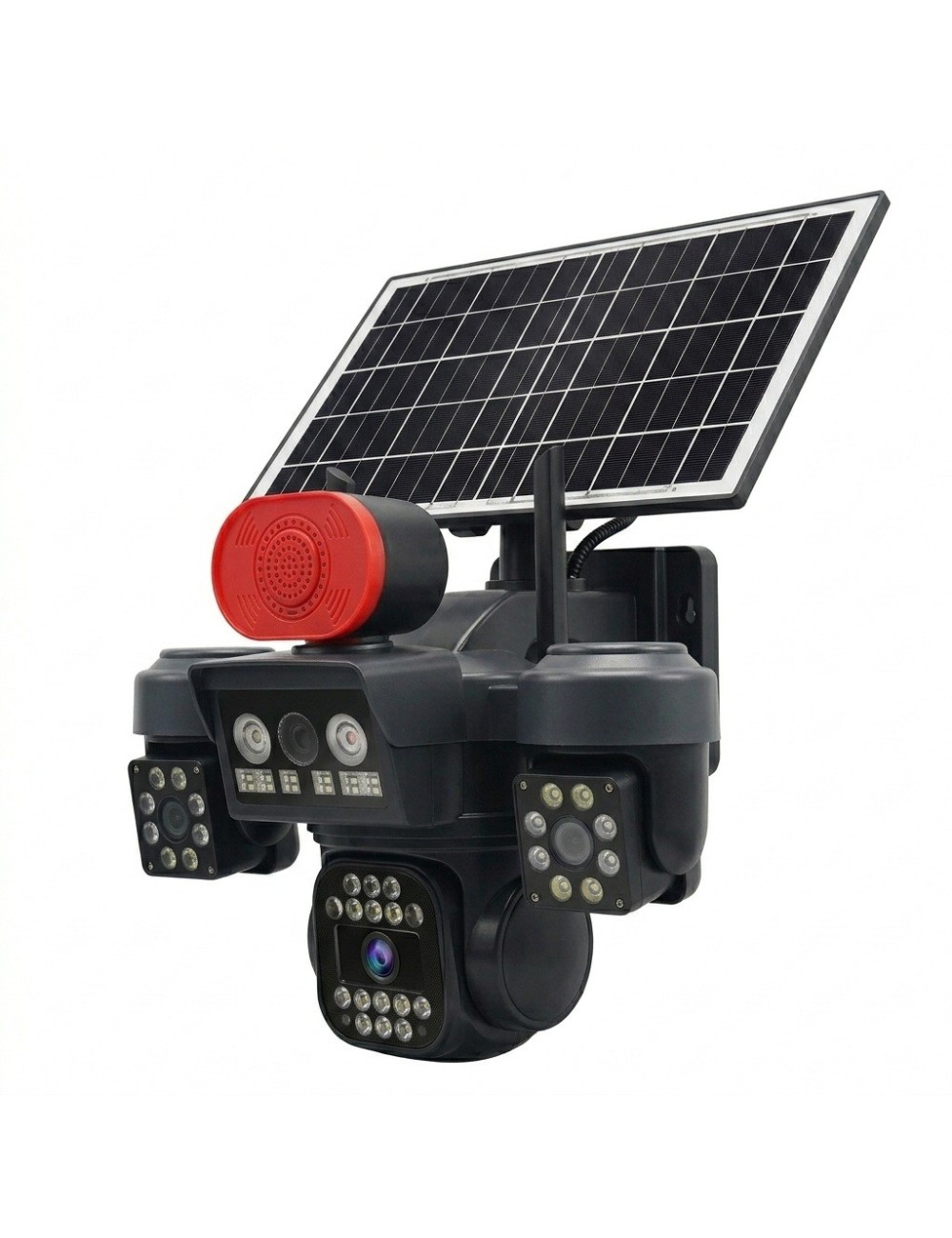 Camara Seguridad Exterior Tres Lentes Panel Solar Alarma