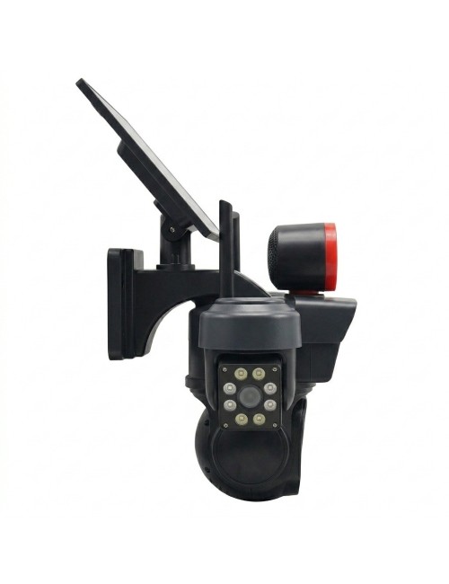 Camara Seguridad Exterior Tres Lentes Panel Solar Alarma
