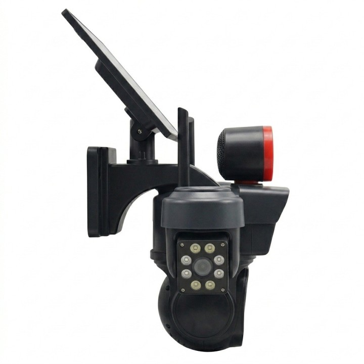 Camara Seguridad Exterior Tres Lentes Panel Solar Alarma