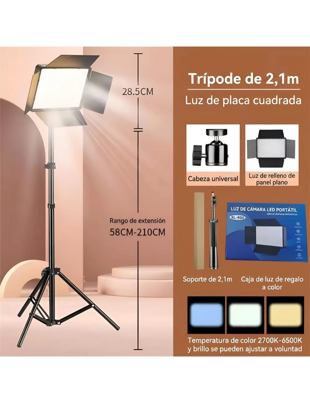 Panel Luz Led Video Profesional Con Trípode 2.1m Y Control
