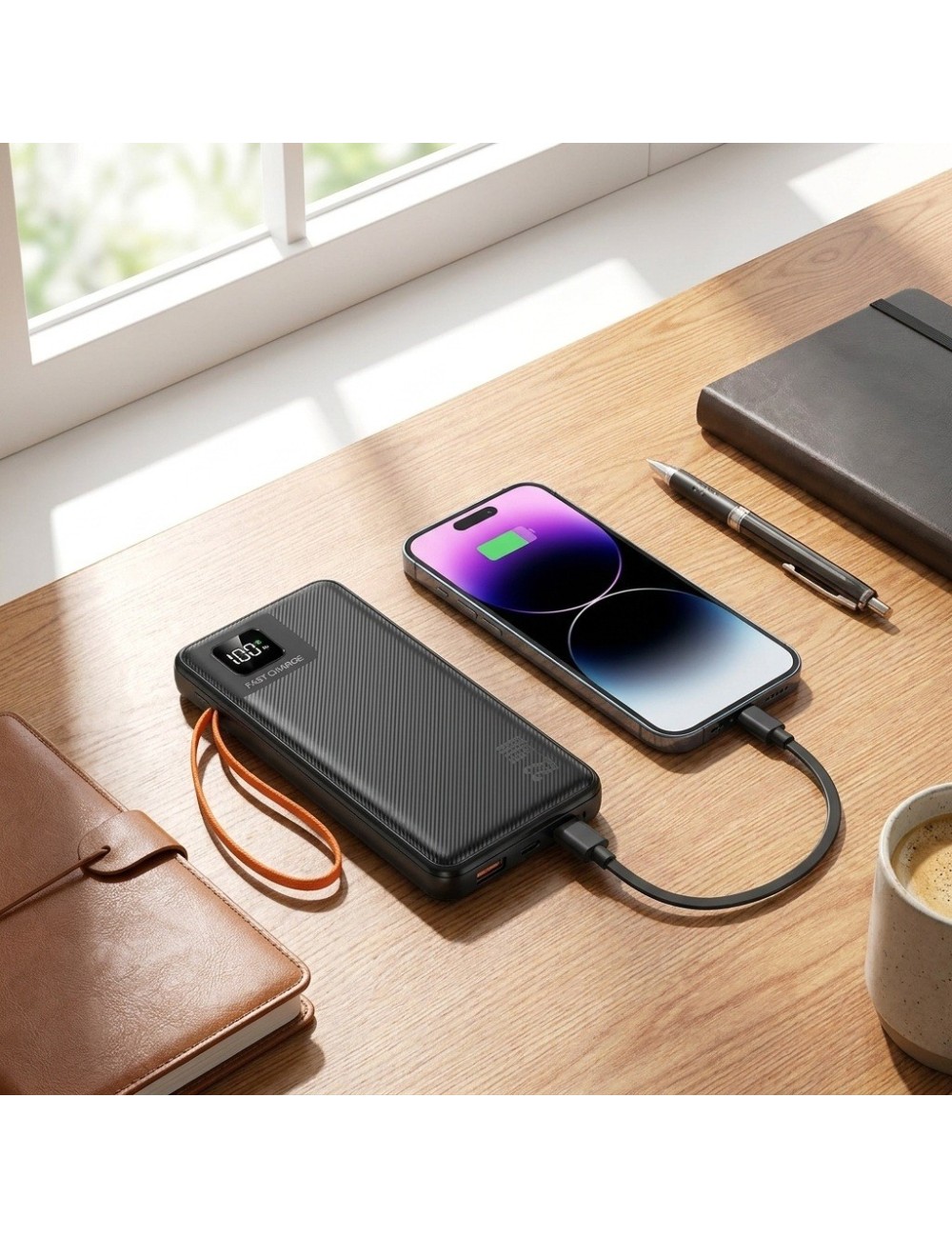 Power Bank 50000mah Cables Integrados Carga Rápida Portátil