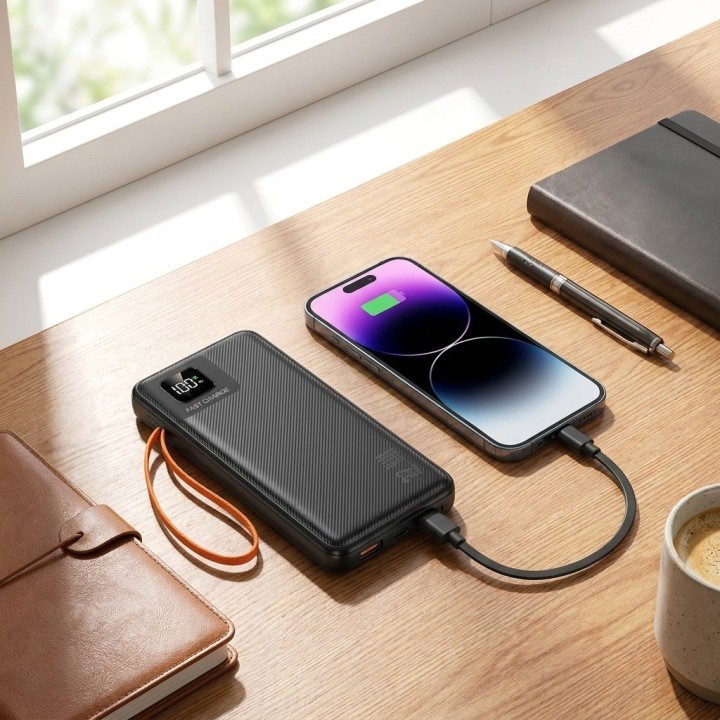 Power Bank 50000mah Cables Integrados Carga Rápida Portátil
