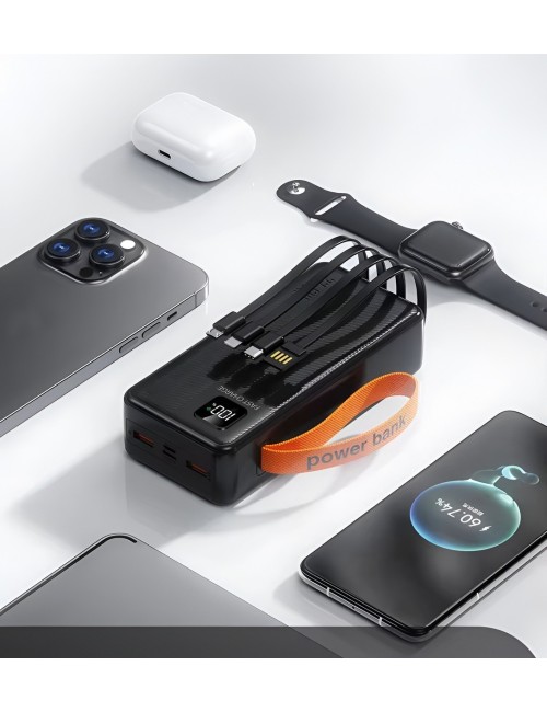 Power Bank 50000mah Cables Integrados Carga Rápida Portátil