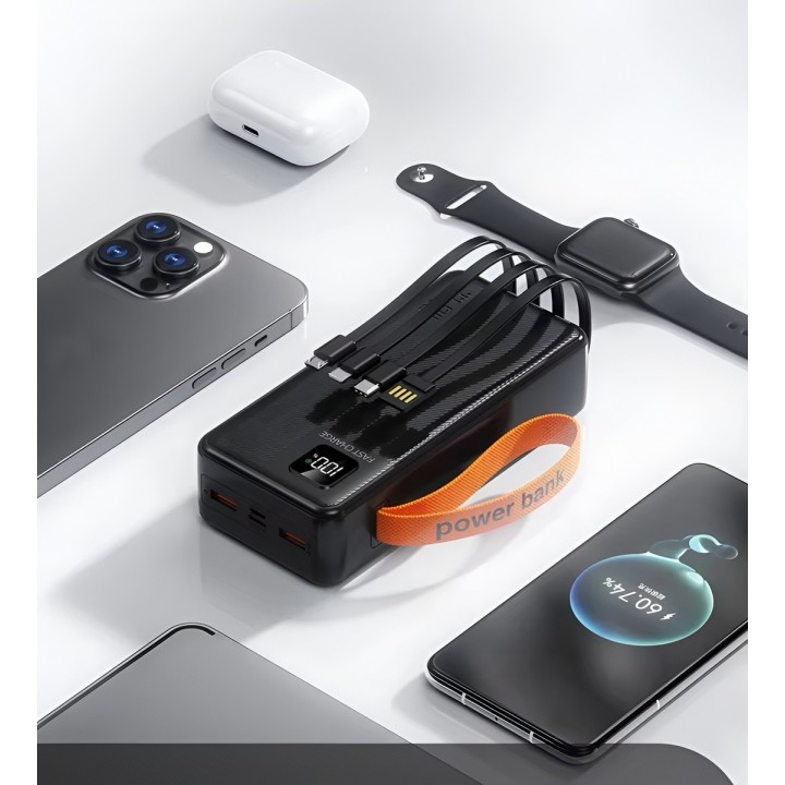 Power Bank 50000mah Cables Integrados Carga Rápida Portátil