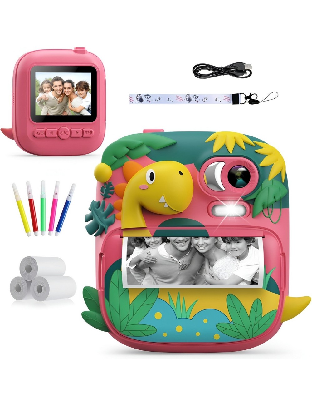 Camara Infantil Impresion Instantanea Dinosaurio Portable