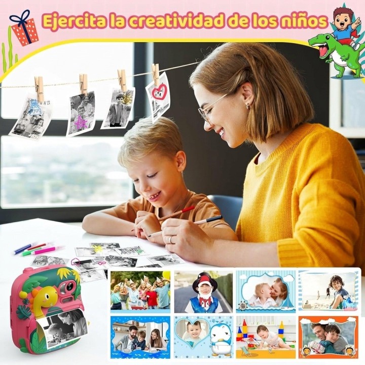 Camara Infantil Impresion Instantanea Dinosaurio Portable