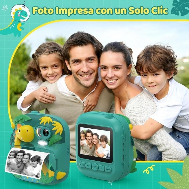 Camara Infantil Impresion Instantanea Dinosaurio Portable