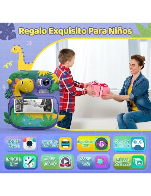 Camara Infantil Impresion Instantanea Dinosaurio Portable