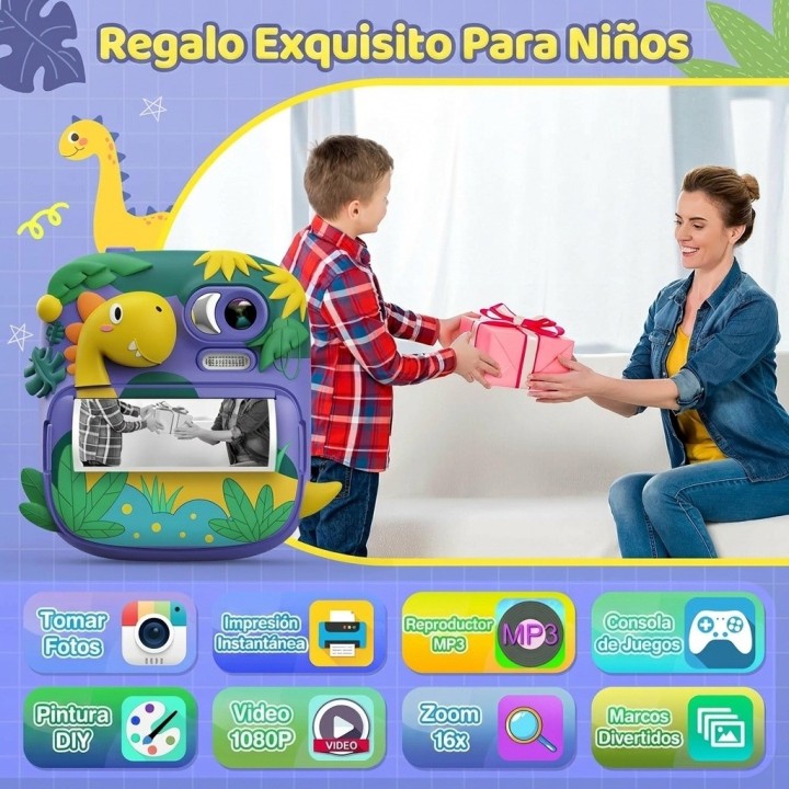Camara Infantil Impresion Instantanea Dinosaurio Portable