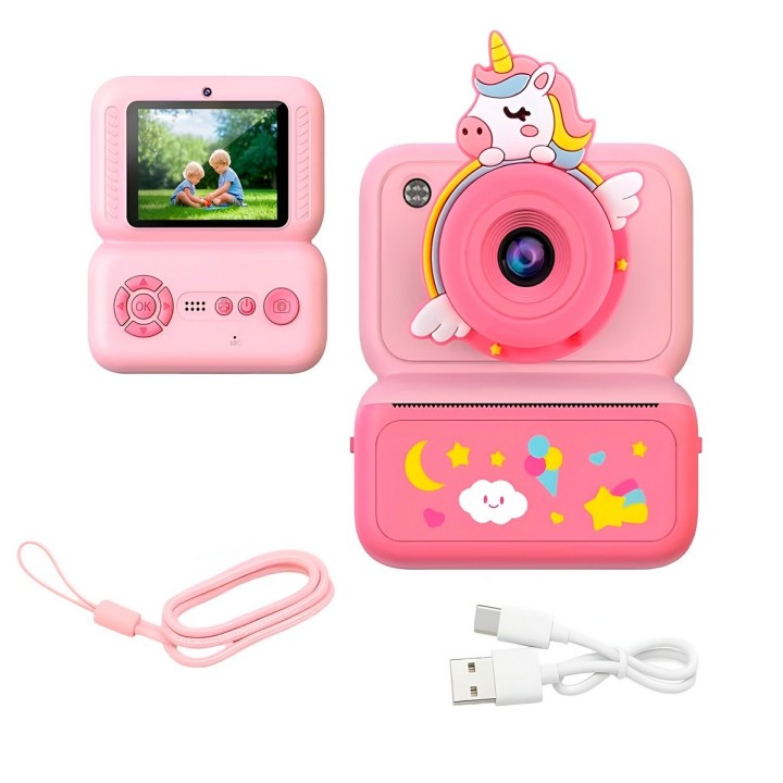Cámara Digital Infantil Impresión Instantánea Unicornio