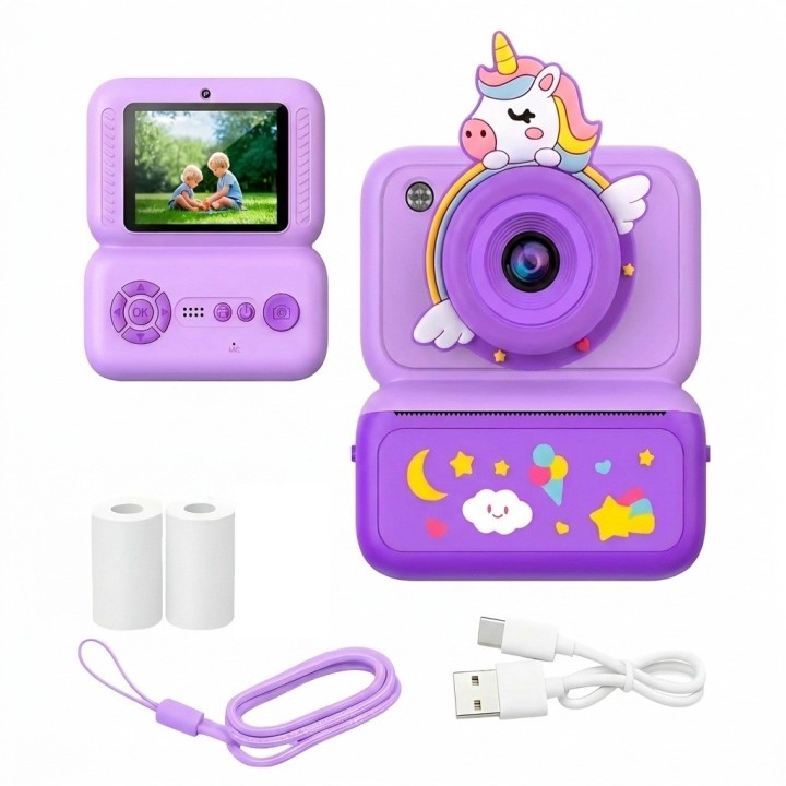 Cámara Digital Infantil Impresión Instantánea Unicornio