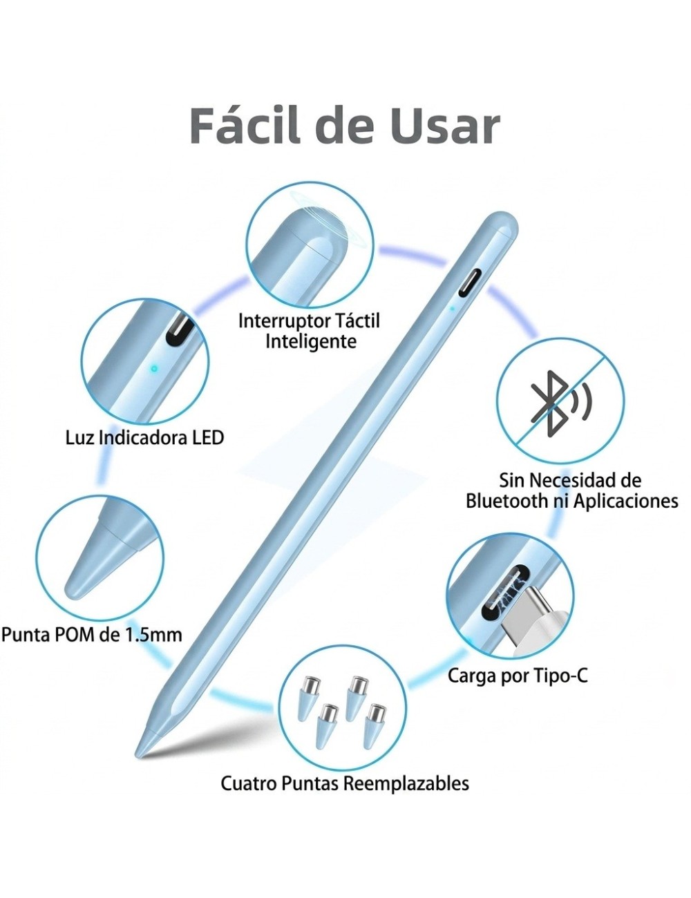 Lápiz Óptico Universal Para Tablet Celular Ios Android Negro