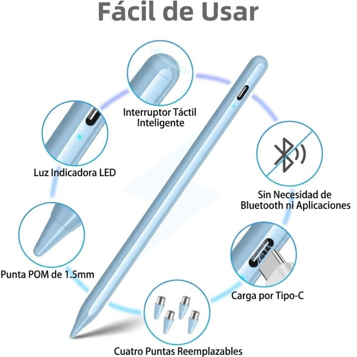 Lápiz Óptico Universal Para Tablet Celular Ios Android Negro