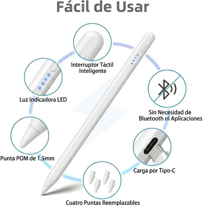 Lápiz Óptico Universal Para Tablet Celular Ios Android Negro