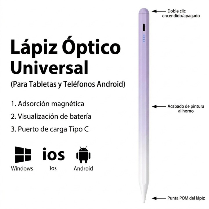 Lápiz Óptico Universal Celular Tableta Bicolor Rosa