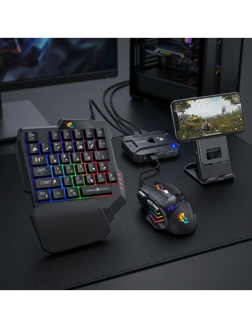 Combo Teclado Y Mouse Gamer N2000 Para Celular + Adaptador