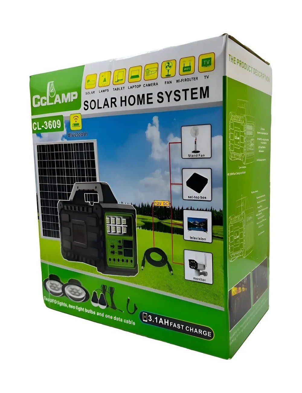 Generador Planta Sistema Solar Portátil Cl-3609 4 Focos Led