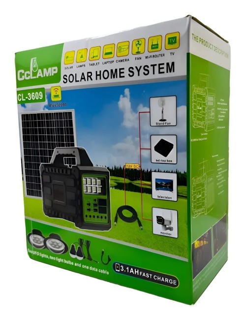 Generador Planta Sistema Solar Portátil Cl-3609 4 Focos Led