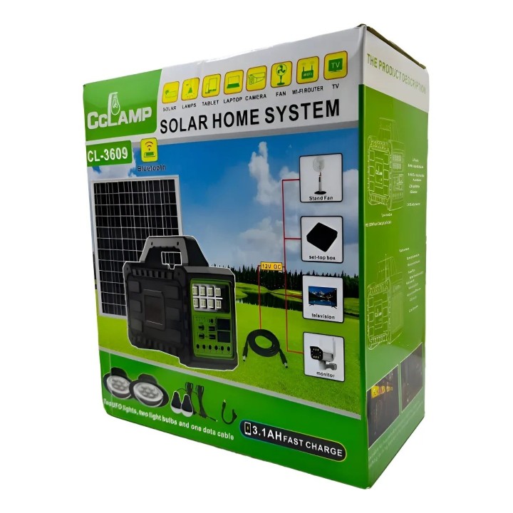 Generador Planta Sistema Solar Portátil Cl-3609 4 Focos Led